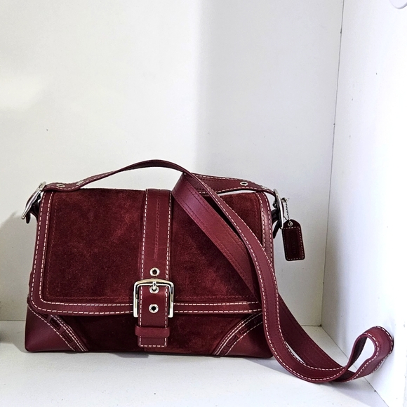 Coach Handbags - Like New!Coach Suede Burgundy Leather Crossbody bag